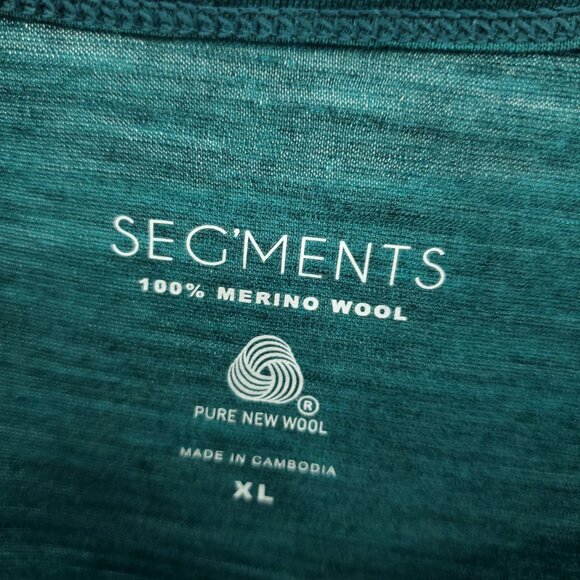 Seg'ments 100% Merino Wool Crew Neck Long Sleeve Base Layer Top XL Teal/Blue - Picture 3 of 14